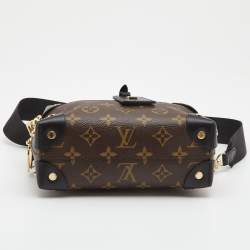 Pre Owned Louis Vuitton Black Coated Canvas and Leather Petite Malle Souple Bag