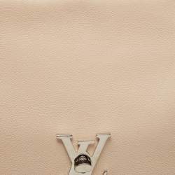 Pre Owned Louis Vuitton Beige/Blue Leather Lockme II Top Handle Bag