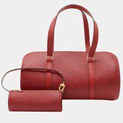 Pre Owned Louis Vuitton Red Epi Leather Soufflot Satchel