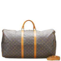 Pre Owned Louis Vuitton Brown Monogram Canvas Keepall Bandouliere 60 Duffel Bag