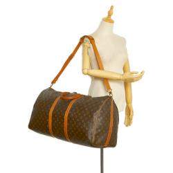 Pre Owned Louis Vuitton Brown Monogram Canvas Keepall Bandouliere 60 Duffel Bag