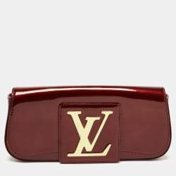 Pre-owned Louis Vuitton Sobe Patent Leather Clutch Bag In Orange