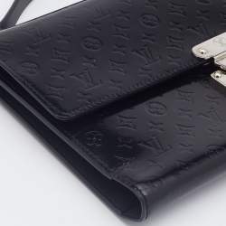 Pre Owned Louis Vuitton Black Monogram Glace Anouchka MM Clutch 