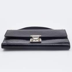 Pre Owned Louis Vuitton Black Monogram Glace Anouchka MM Clutch 