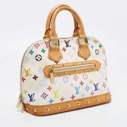 Pre Owned Louis Vuitton White Multicolor Monogram Canvas Alma PM Bag
