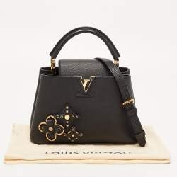 Pre Owned Louis Vuitton Black Taurillon Leather Mechanical Flower Capucines BB Bag