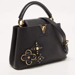 Pre Owned Louis Vuitton Black Taurillon Leather Mechanical Flower Capucines BB Bag