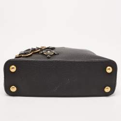 Pre Owned Louis Vuitton Black Taurillon Leather Mechanical Flower Capucines BB Bag