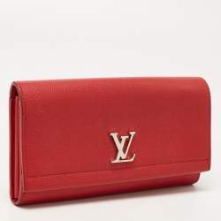 Louis Vuitton Red Leather Lockme II Wallet