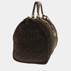 Pre Owned Louis Vuitton Brown Mono Lin Canvas Keepall Duffel Bag