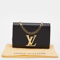 Pre Owned Louis Vuitton Black Leather Louise Chain Clutch