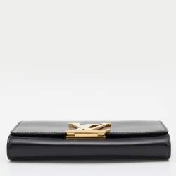 Pre Owned Louis Vuitton Black Leather Louise Chain Clutch