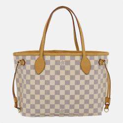 White Louis Vuitton Damier Azur Neverfull PM Tote Bag