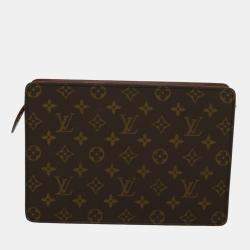 Pre Owned Louis Vuitton Monogram Canvas Pochette Homme Clutch 