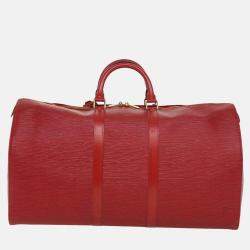 Louis Vuitton Red Epi Leather Keepall 55 Duffel Bag