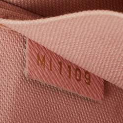 Pre Owned Louis Vuitton Pink Leather And Damier Azur Canvas Felicie Pochette 