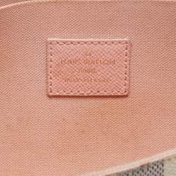 Pre Owned Louis Vuitton Pink Leather And Damier Azur Canvas Felicie Pochette 