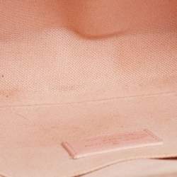 Pre Owned Louis Vuitton Pink Leather And Damier Azur Canvas Felicie Pochette 