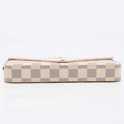 Pre Owned Louis Vuitton Pink Leather And Damier Azur Canvas Felicie Pochette 