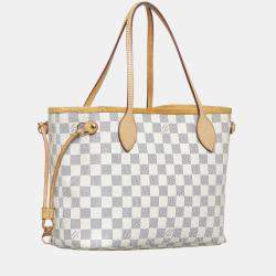 Pre Owned Louis Vuitton White Damier Azur Neverfull PM
