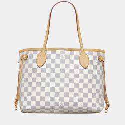 Pre Owned Louis Vuitton White Damier Azur Neverfull PM