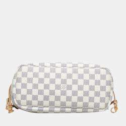 Pre Owned Louis Vuitton White Damier Azur Neverfull PM