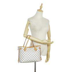 Pre Owned Louis Vuitton White Damier Azur Neverfull PM