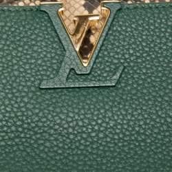 مملوكة مسبقًا Louis Vuitton Green/Beige Leather and Python Capucines Mini Bag