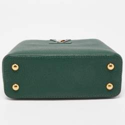 مملوكة مسبقًا Louis Vuitton Green/Beige Leather and Python Capucines Mini Bag