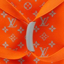 Pre Owned Louis Vuitton Orange Monogram Knit Horizon Soft 55 Duffle Bag