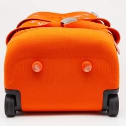 Pre Owned Louis Vuitton Orange Monogram Knit Horizon Soft 55 Duffle Bag