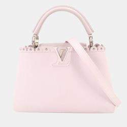 Louis Vuitton White Polka Dot Leather Capucines BB Top Handle Bag Louis  Vuitton