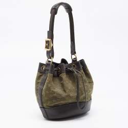 Pre Owned Louis Vuitton Khaki Monogram Mini Lin Canvas Noelie Bag