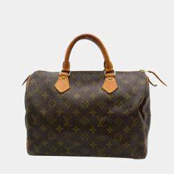 Pre Owned Louis Vuitton Brown Monogram Canvas Speedy 30 Handbag