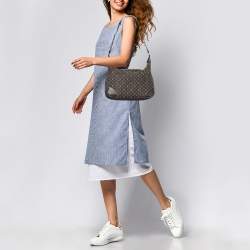 Pre Owned Louis Vuitton Fusain Monogram Mini Lin Canvas Boulogne Bag