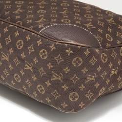 Pre Owned Louis Vuitton Fusain Monogram Mini Lin Canvas Boulogne Bag