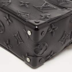 Pre Owned Louis Vuitton Black Monogram Embossed Leather Mini Soft Trunk Bag