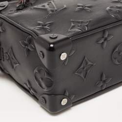 Pre Owned Louis Vuitton Black Monogram Embossed Leather Mini Soft Trunk Bag