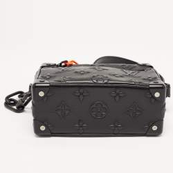 Pre Owned Louis Vuitton Black Monogram Embossed Leather Mini Soft Trunk Bag