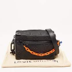 Pre Owned Louis Vuitton Black Monogram Embossed Leather Mini Soft Trunk Bag