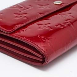 مملوكة مسبقًا محفظة لوي فيتون سارة جلد فيرنيه مونوغرامي بوم دامور أحمر 