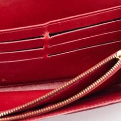 مملوكة مسبقًا محفظة لوي فيتون سارة جلد فيرنيه مونوغرامي بوم دامور أحمر 