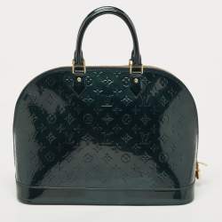 Pre Owned Louis Vuitton Bleu Nuit  Monogram Vernis Alma GM Bag