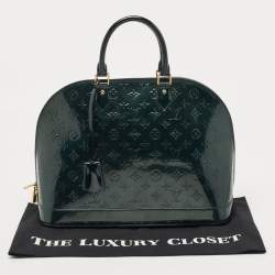 Pre Owned Louis Vuitton Bleu Nuit  Monogram Vernis Alma GM Bag