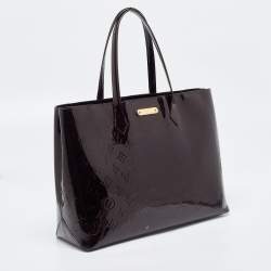 Pre Owned Louis Vuitton Amarante Monogram Vernis Wilshire MM Bag