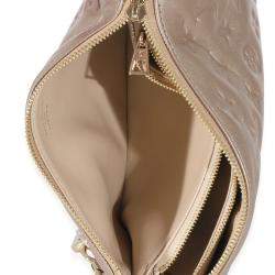 Pre Owned Louis Vuitton Gold Monogram Embossed Puffy Lambskin Coussin BB Shoulder Bag 