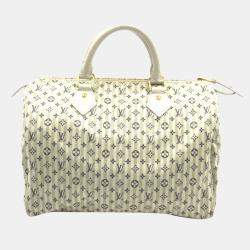 Louis Vuitton White Canvas Monogram Mini Lin Speedy 30 Handbag Louis Vuitton