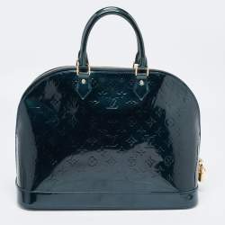 Pre Owned Louis Vuitton Blue Nuit Monogram Vernis Alma GM Bag