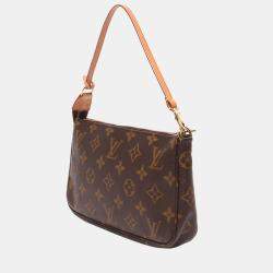 Pre Owned Louis Vuitton Brown Canvas Monogram Pochette Accessoires Clutch Bag 