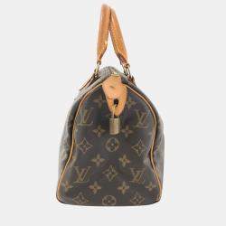 Pre Owned Louis Vuitton Brown Canvas Monogram Speedy 25 Satchel Bag 